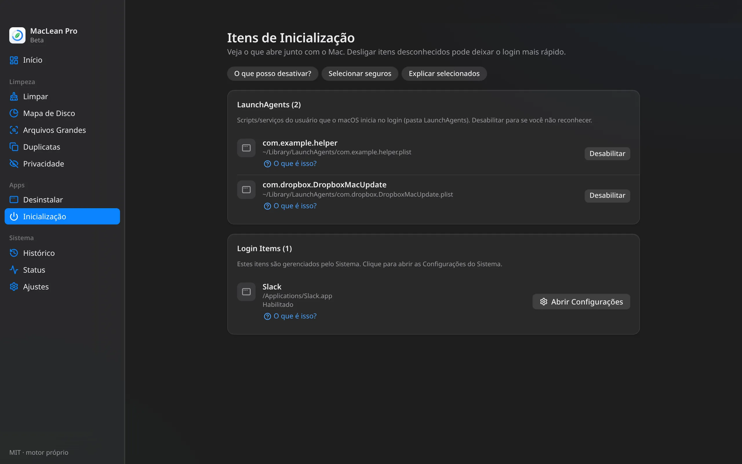 MacLean Pro — Inicialização